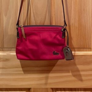 Dooney & Bourke Women's Red Nylon
Leather Trim Duck Logo Small Crossbody Bag